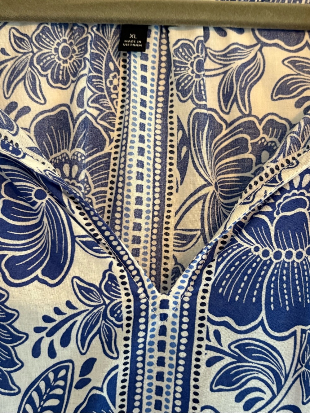 Talbots White and Blue Floral Peasant Blouse Sz XL - Picture 3 of 10